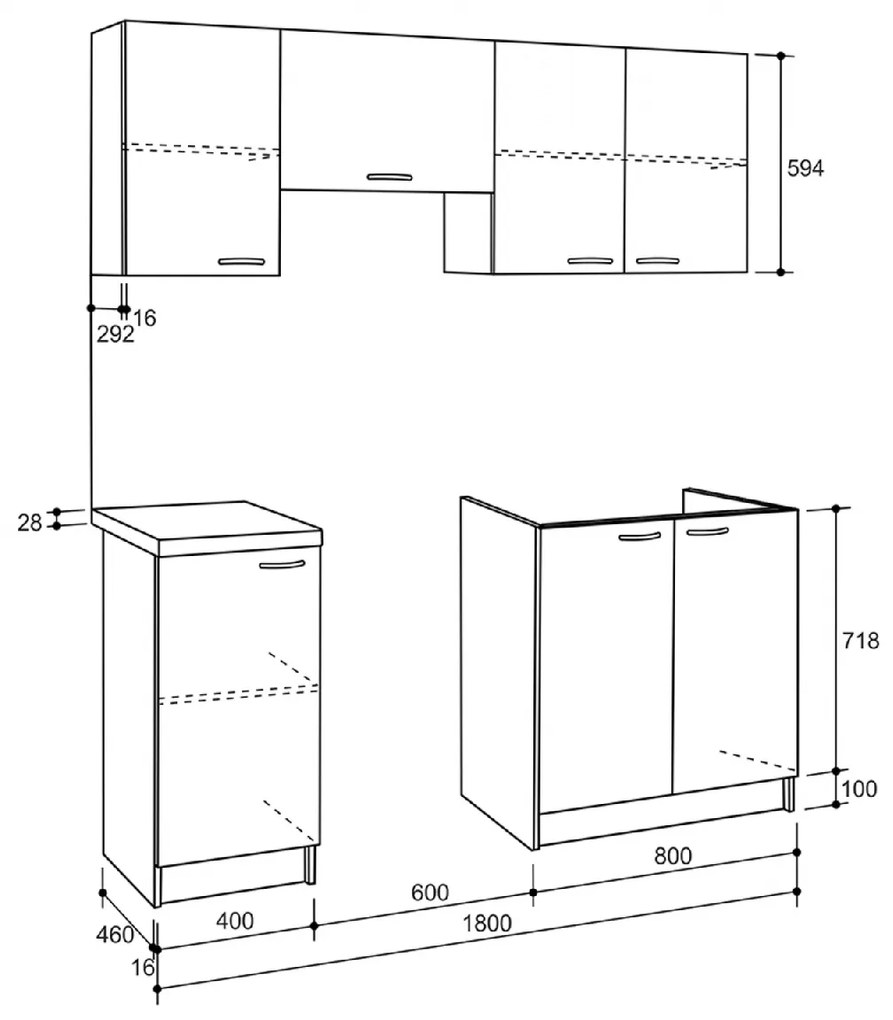 ΣΥΝΘΕΣΗ ΚΟΥΖΙΝΑΣ MAURICE ΜΕΛΑΜΙΝΗ SONAMA-ΛΕΥΚΟ HM2441 180x29,2-46εκ.