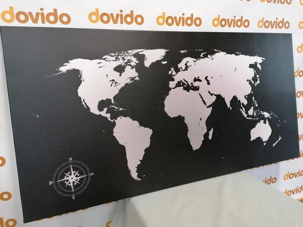 Εικόνα του παγκόσμιου χάρτη σε αποχρώσεις του γκρι - 120x60
