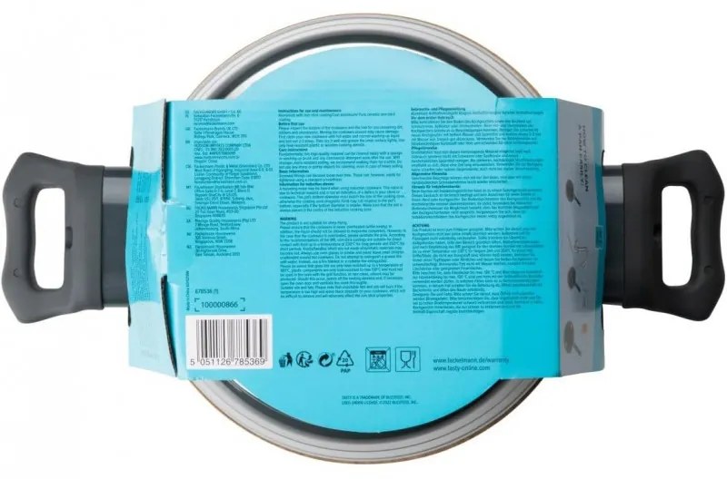 Κατσαρόλα με γυάλινο καπάκι Tasty 678536, Ø20 cm, 2.5 l, Μαλακά χερούλια, Αλουμίνιο, Αντικολλητική επίστρωση, Γκρι