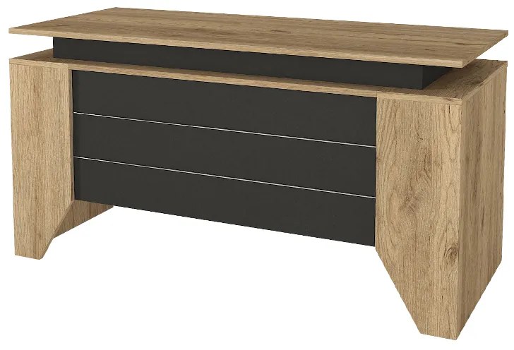 Γραφείο εργασίας Remida Megapap χρώμα sepet oak - ανθρακί 140x60x76,9εκ.