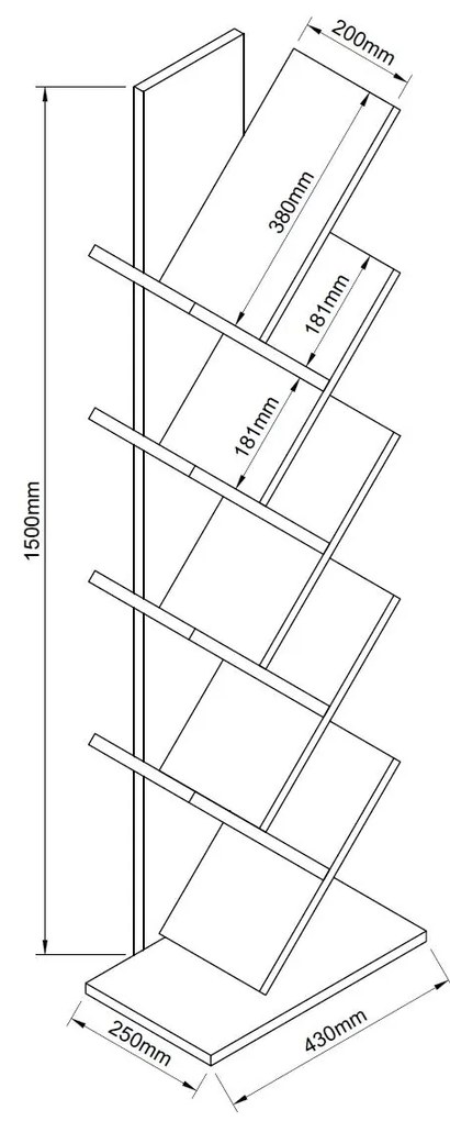 Βιβλιοθήκη AZIZI Λευκό Μοριοσανίδα 35x19.5x130cm - 14870086 - 14870086