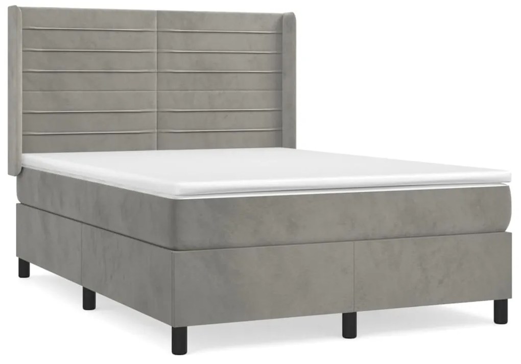 ΚΡΕΒΑΤΙ BOXSPRING ΜΕ ΣΤΡΩΜΑ ΑΝΟΙΧΤΟ ΓΚΡΙ 140X190 ΕΚ. ΒΕΛΟΥΔΙΝΟ 3132735