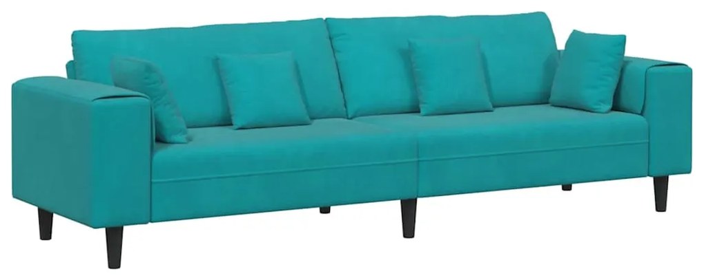 vidaXL Καναπές με μαξιλάρι Τιρκουάζ 250 x 77 x 76 εκ. Βελούδο