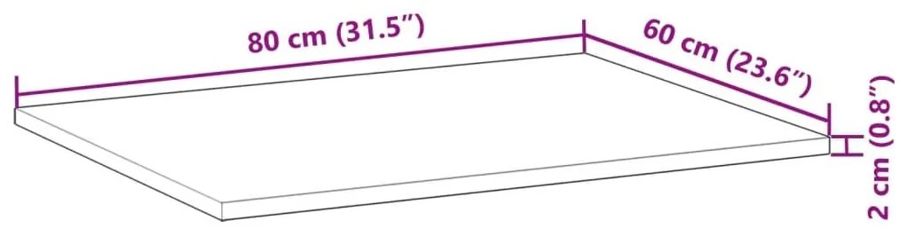 Επιφ. Νιπτήρα Μπάνιου Φινίρισμα Λαδιού 80x60x2 εκ Μασίφ Ακακία - Καφέ