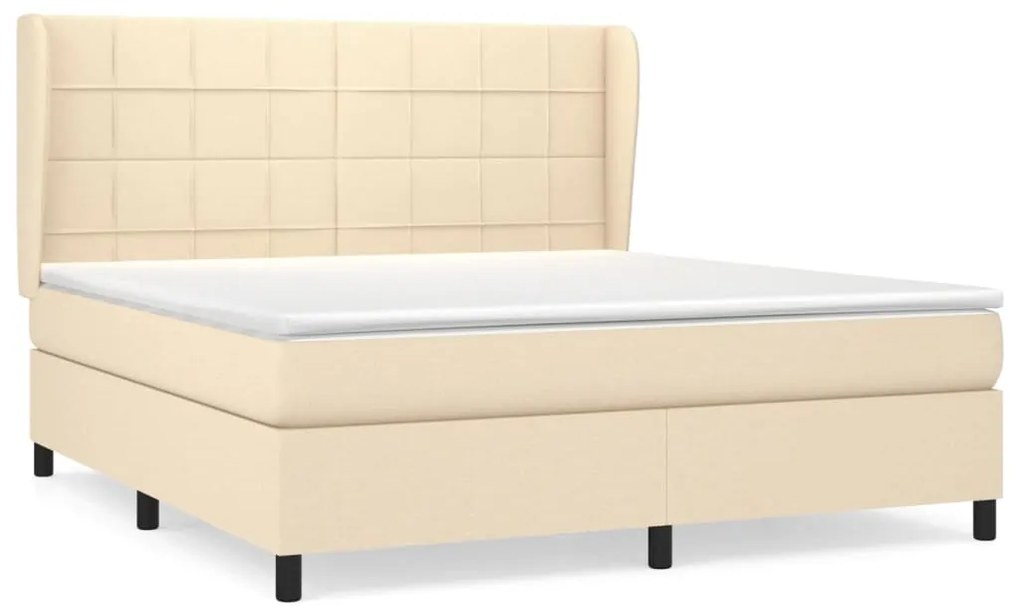 vidaXL Κρεβάτι Boxspring με Στρώμα Κρεμ 180x200 εκ. Υφασμάτινο