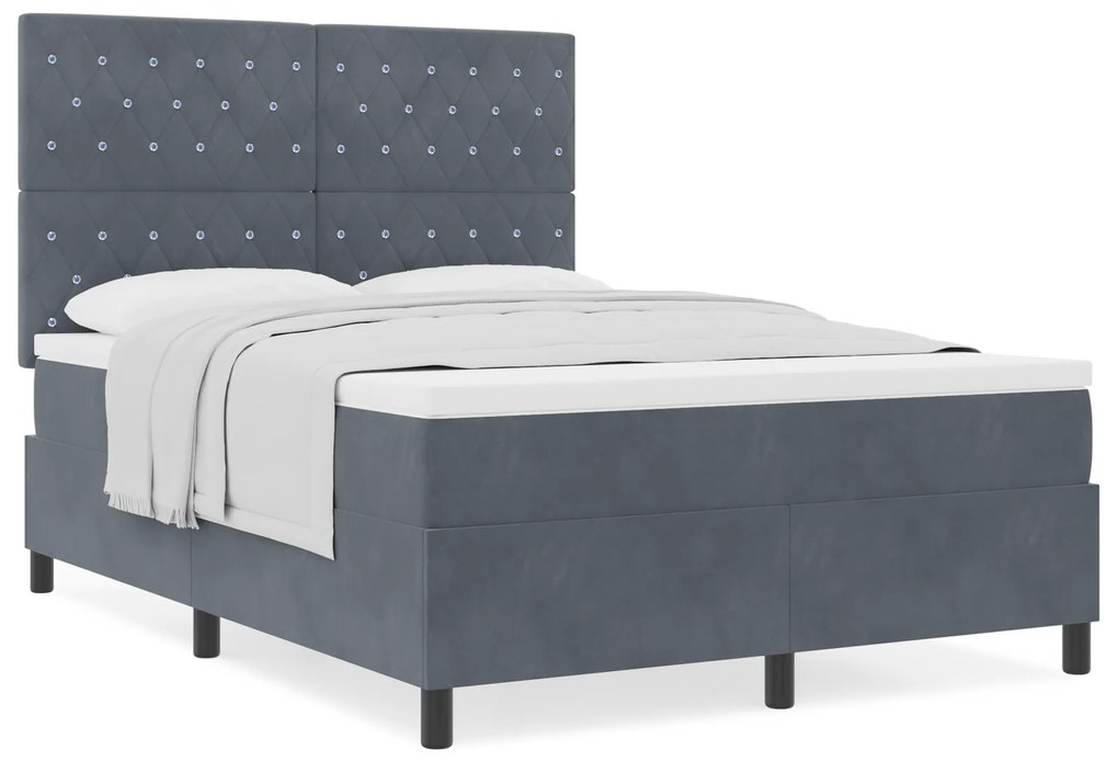 vidaXL Κρεβάτι Box Spring με στρώμα Σκούρο Γκρι 160x200 εκ. Βελούδο