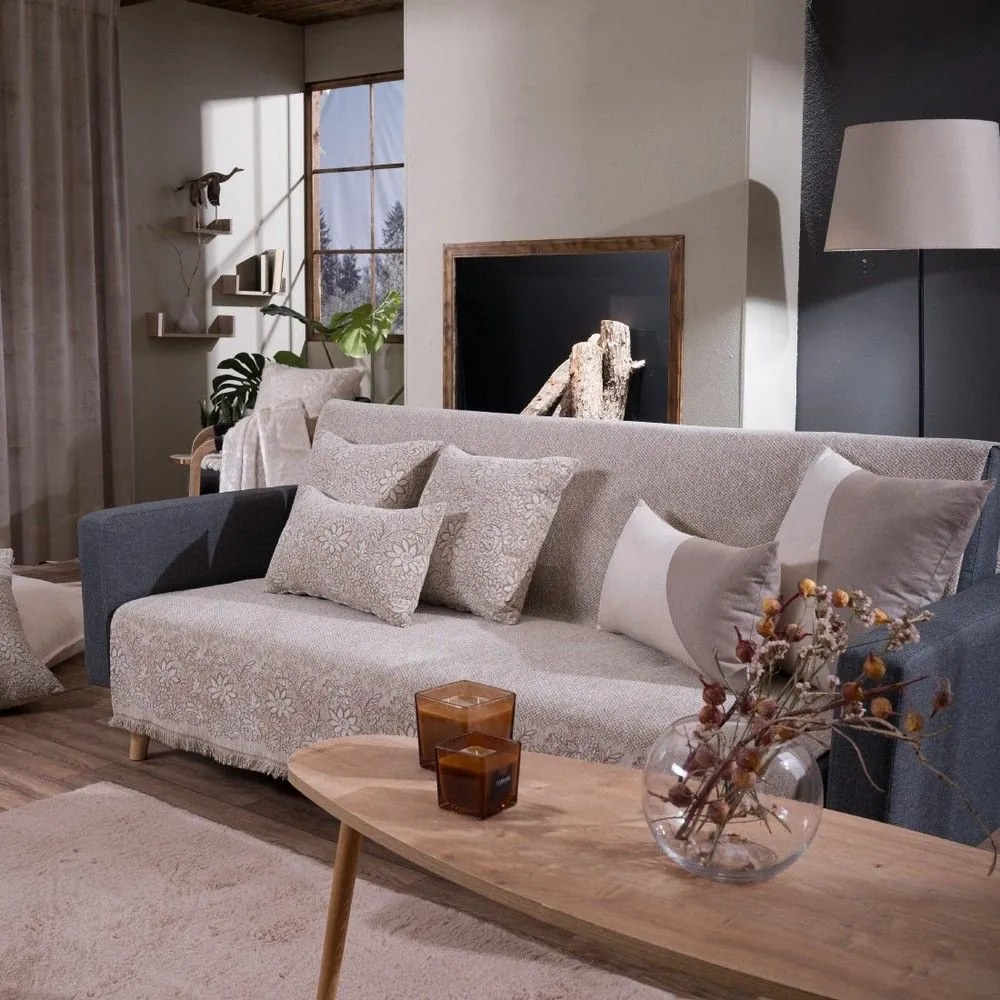 Ριχτάρι Mineapolis 02 Beige Teoran Διθέσιο 180x250cm Βαμβάκι-Ακρυλικό