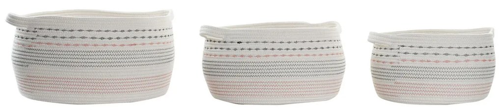 Σετ Καλαθιών DKD Home Decor Λευκό Μαύρο Πορτοκαλί 52 x 43 x 25 cm 3 Τεμάχια