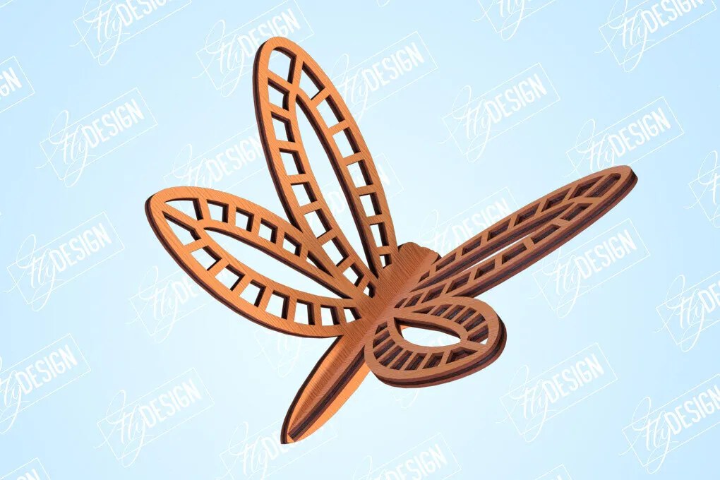 Intra απο ξύλο plywood 3mm-4mm πάχος 3D Dragonfly | Summer Design | CNC Δίασταση 30x20 cm INTRAFABR-99202625