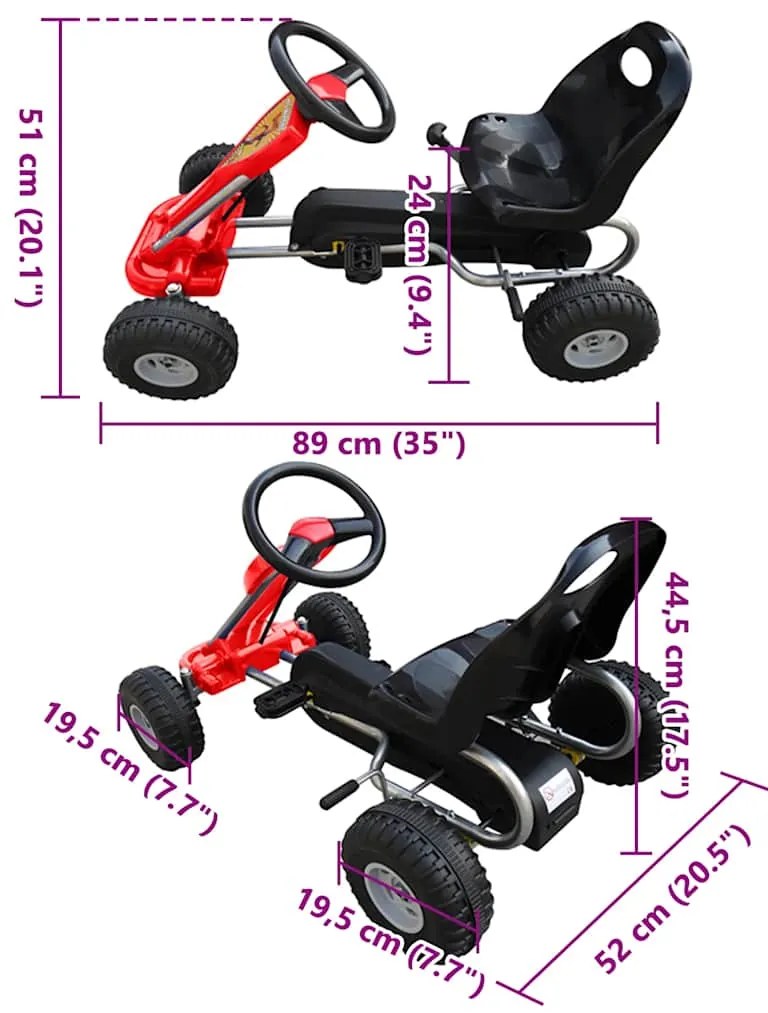 vidaXL Go Kart με Πετάλια Κόκκινο