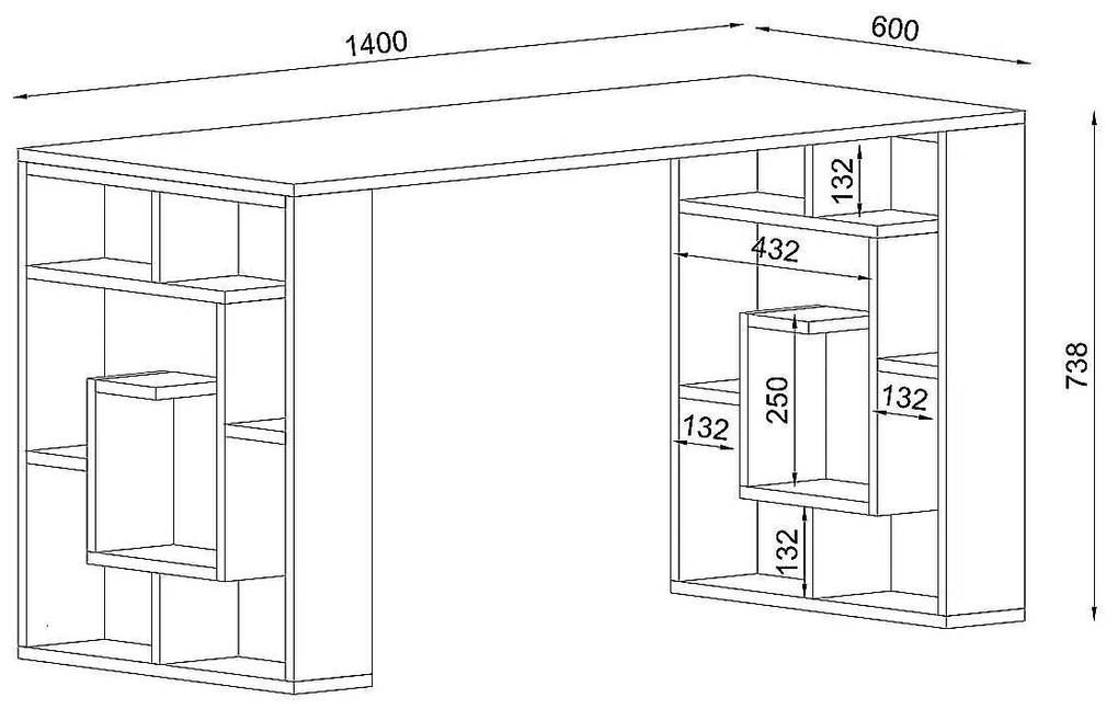 Γραφείο ArteLibre LINE Λευκό Μοριοσανίδα/Μελαμίνη 140x60x74cm