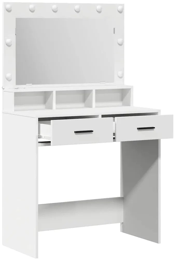 vidaXL Κομοδίνο με συρτάρι Λευκό 79 x 41 x 135 εκ Επεξεργασμένο ξύλο