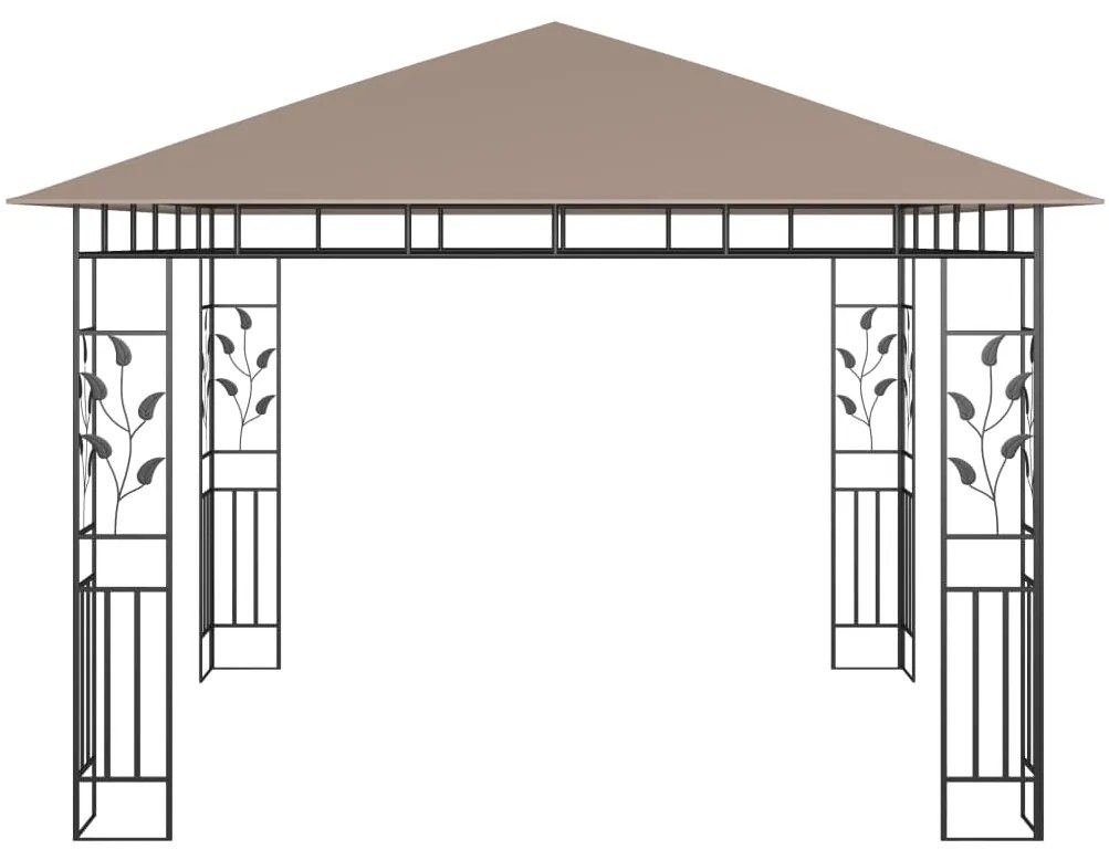 vidaXL Κιόσκι με Σήτα και Φωτάκια LED Taupe 3 x 3 x 2,73 μ.