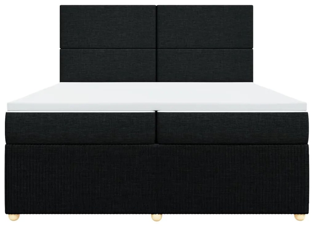 vidaXL Κρεβάτι Boxspring με Στρώμα Μαύρο 200x200 εκ. Υφασμάτινο