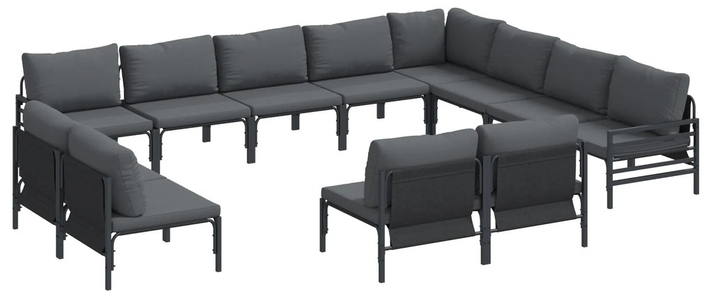 vidaXL Σετ Καναπέ Κήπου 12 pcs Ανθρακί Ατσάλι