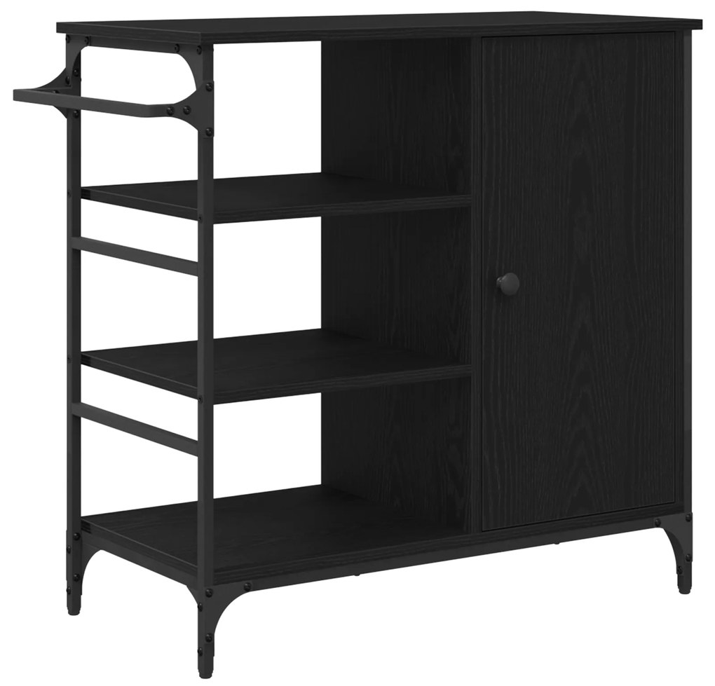 vidaXL Τρενάκι Κουζίνας Μαύρο Δρυς 87.5x38.5x84.5 cm Επεξεργασμένο Ξύλο