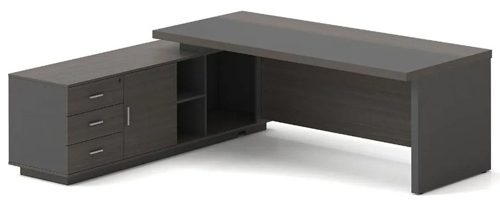 VIP Γραφείο Αριστερή Γωνία, Απόχρωση Grey Walnut 180x90x75/180x50x62 cm