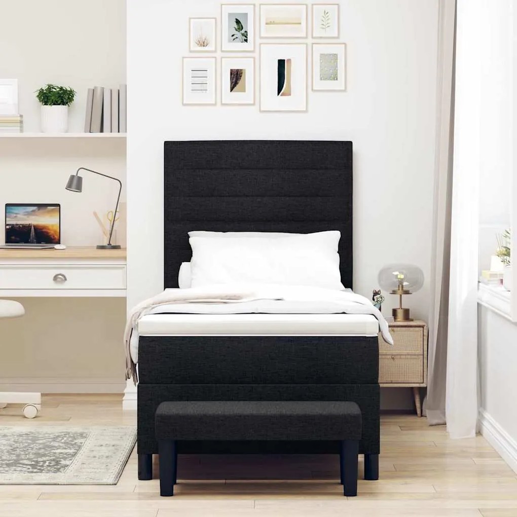 vidaXL Κρεβάτι με ελατήρια με στρώμα Μαύρο 100 x 200 cm ύφασμα