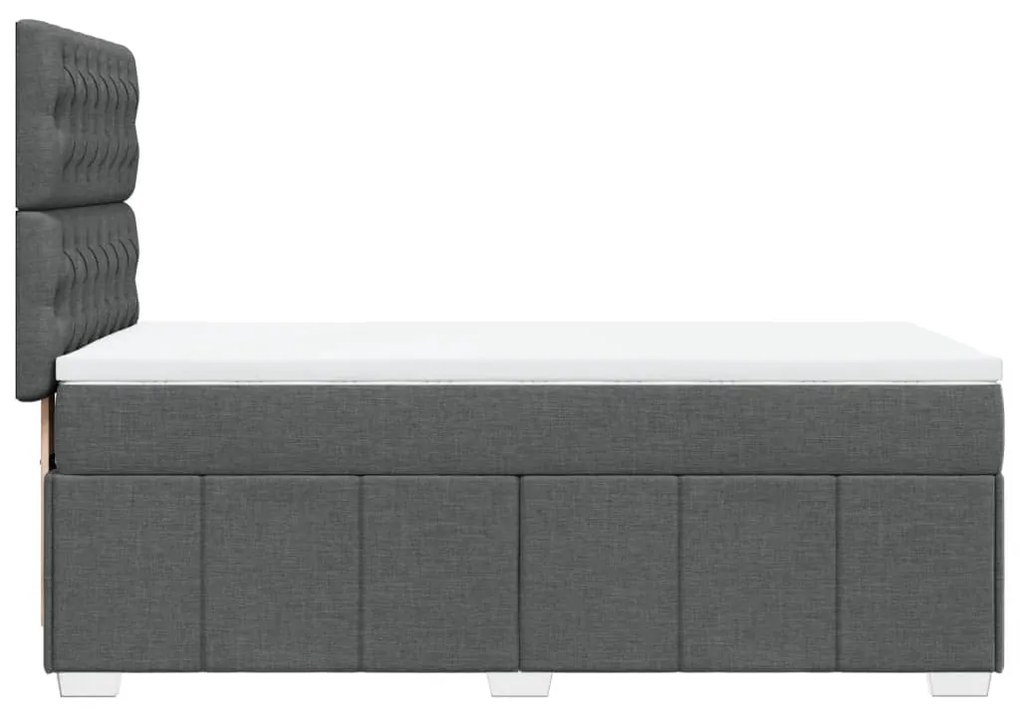 Κρεβάτι Boxspring με Στρώμα Σκούρο Γκρι 90x200 εκ. Υφασμάτινο - Γκρι