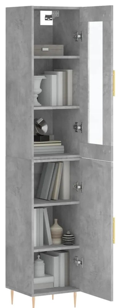 vidaXL Ντουλάπι Γκρι Σκυροδέματος 34,5x34x180 εκ. Επεξεργασμένο Ξύλο