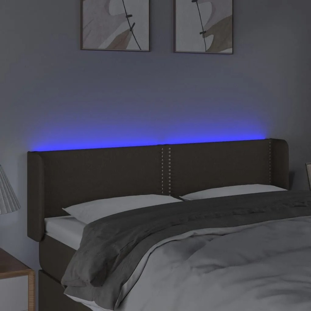 Κεφαλάρι Κρεβατιού LED Taupe 147x16x78/88 εκ. Υφασμάτινο - Μπεζ-Γκρι