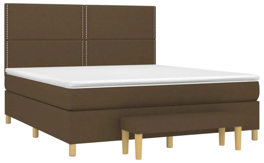 vidaXL Κρεβάτι Boxspring με Στρώμα Σκούρο Καφέ 160x200 εκ Υφασμάτινο