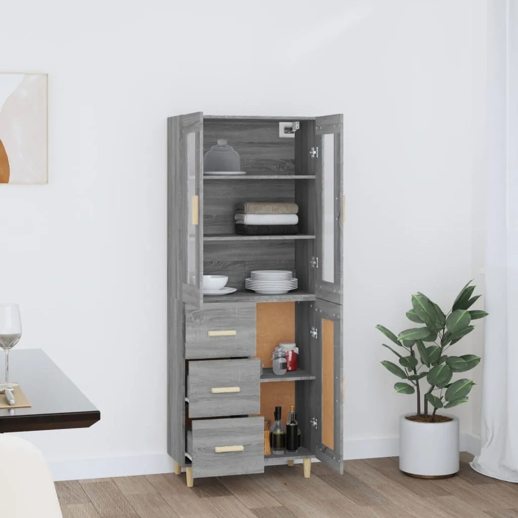 vidaXL Ντουλάπι Γκρι Sonoma 69,5 x 34 x 180 εκ. Επεξεργασμένο Ξύλο