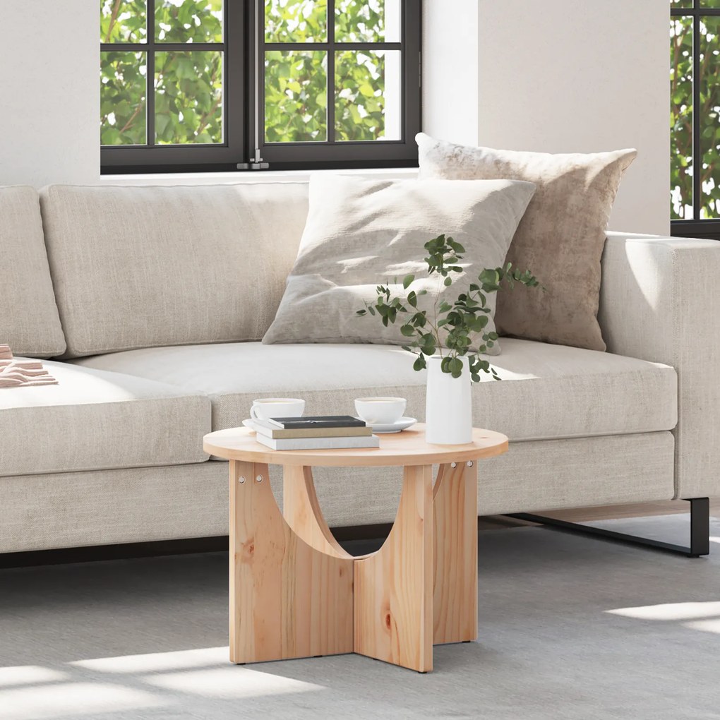 vidaXL Τραπεζάκι σαλονιού Φυσικό 50 x 50 x 35 cm Μασίφ ξύλο πεύκου