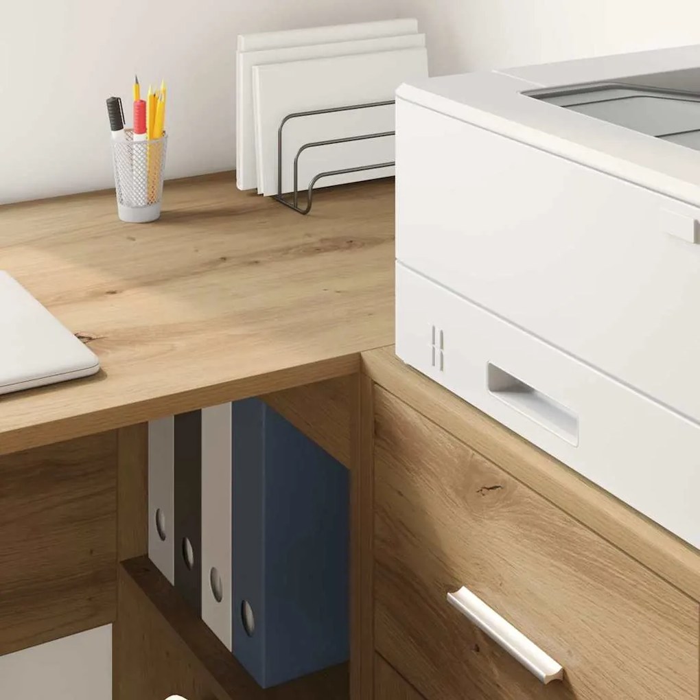 vidaXL Γωνιακό γραφείο με συρτάρι artisan δρυς 102 x 50 x 75 εκ