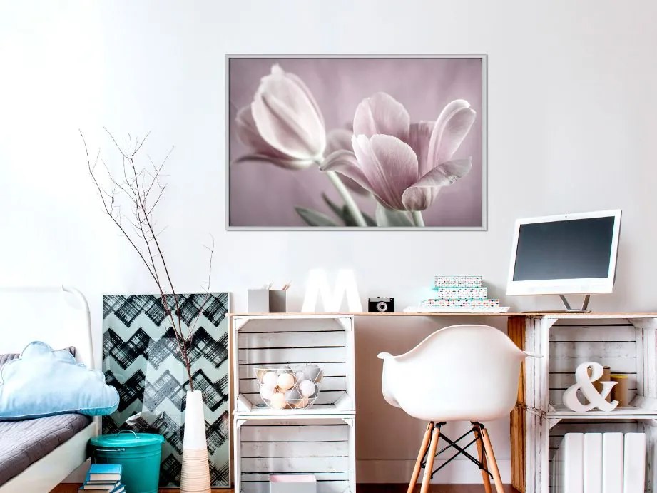 Αφίσα - Pastel Tulips I - 30x20 - Χρυσό - Με πασπαρτού