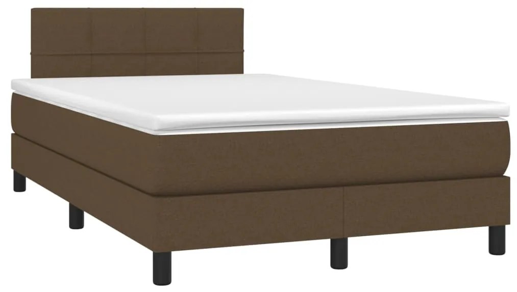 Κρεβάτι Boxspring με Στρώμα Σκούρο Καφέ 120x200 εκ. Υφασμάτινο - Καφέ