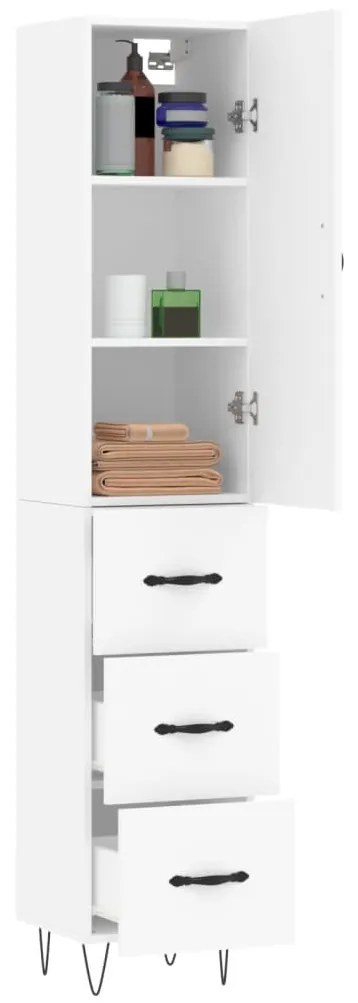 vidaXL Ντουλάπι Λευκό 34,5 x 34 x 180 εκ. από Επεξεργασμένο Ξύλο