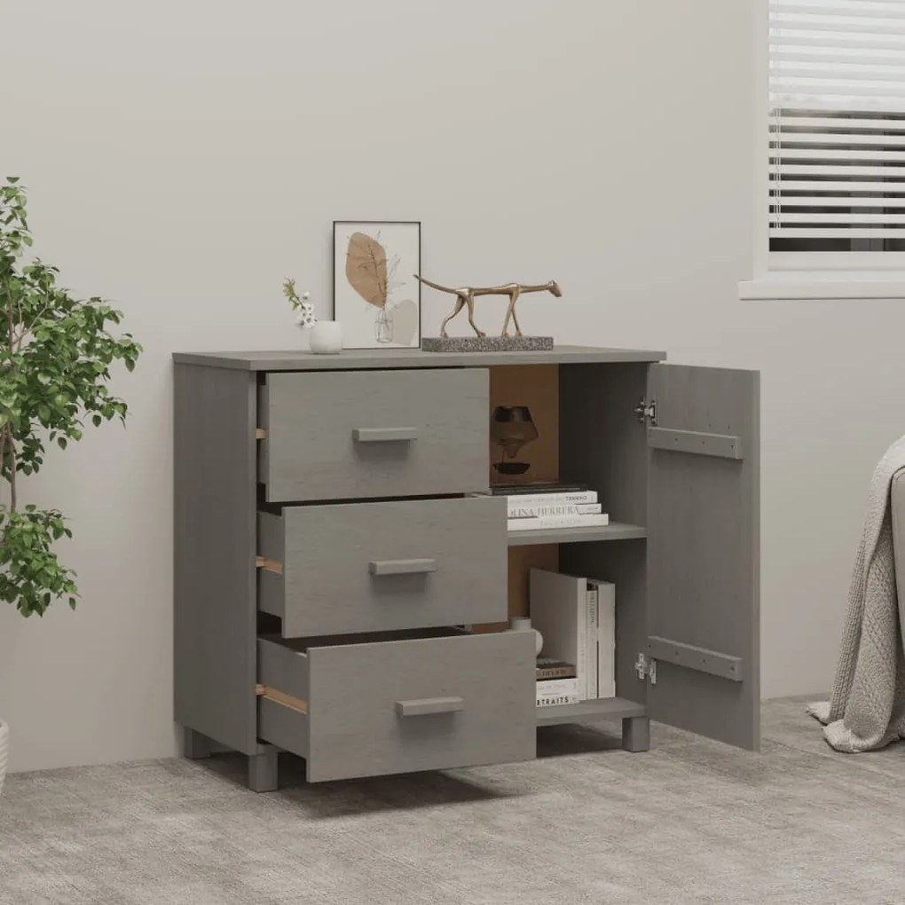 vidaXL Συρταριέρα HAMAR Αν. Γκρι 90 x 40 x 80 εκ. Μασίφ Ξύλο Πεύκου