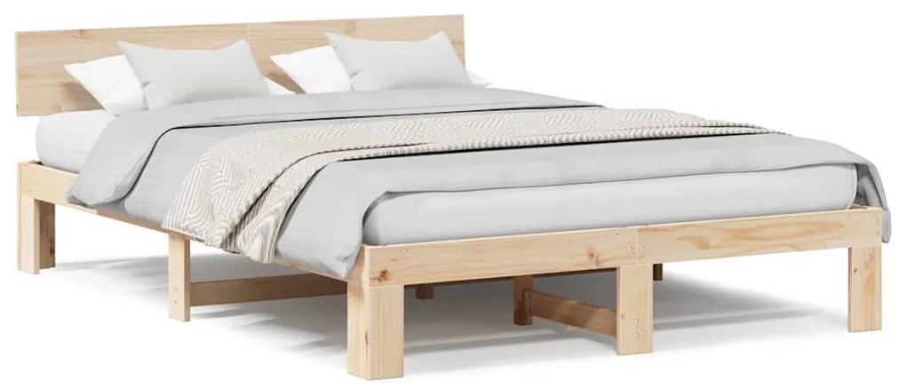 vidaXL Σκελετός Κρεβατιού Καφέ 140 x 200 cm Μασίφ ξύλο πεύκου