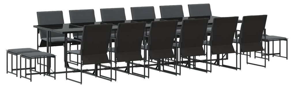 vidaXL σετ τραπεζαρίας κήπου 22 κομματιών με μαξιλάρια από ατσάλι και τεξτιλίνη