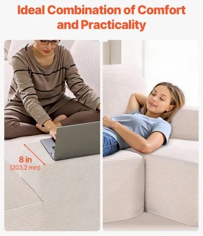 VEVOR Modular Sectional Sofa U Shaped Cloud Couch with Chaise and Cushion Beige