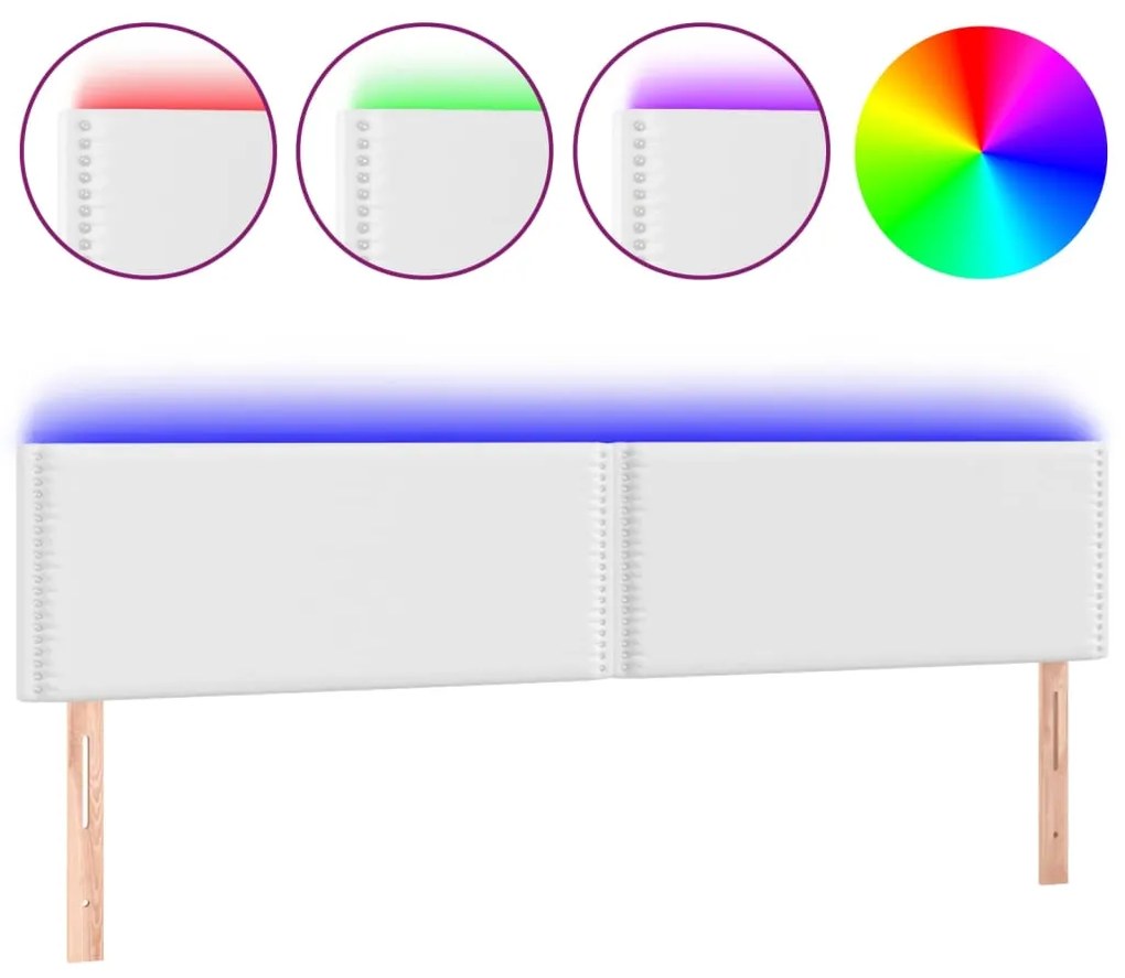 vidaXL Κεφαλάρι Κρεβατιού LED Λευκό 180x5x78/88 εκ. Συνθετ. Δέρμα