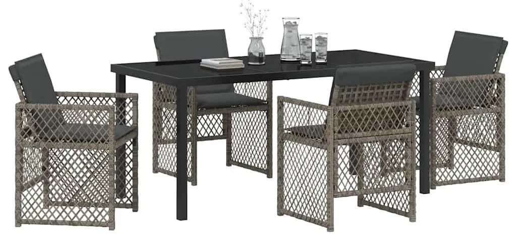 vidaXL Σέτ φαγητού για κήπο 5 pcs Γκρι συνθετικό ρατάν