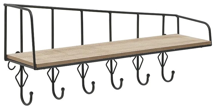 Inart Κρεμάστρα-Ράφι Μεταλλική-Ξύλινη 61x15x28cm Μαύρο-Φυσικό 3-70-812-0183
