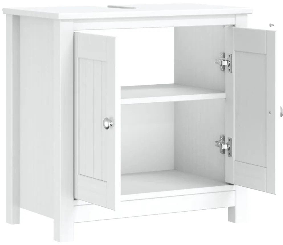 vidaXL Ντουλάπι Νιπτήρα BERG Λευκό 60 x 34 x 59 εκ. Μασίφ Ξύλο Πεύκου