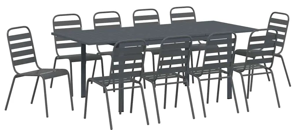 vidaXL Σέτ φαγητού για κήπο 11 pcs Ανθρακί Ατσάλι