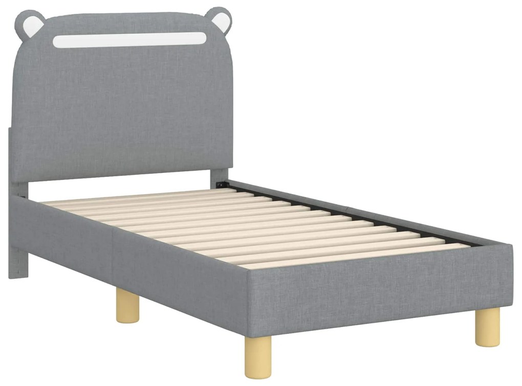 vidaXL Κρεβατική βάση για παιδιά με προσκέφαλο Ανοιχτό γκρι