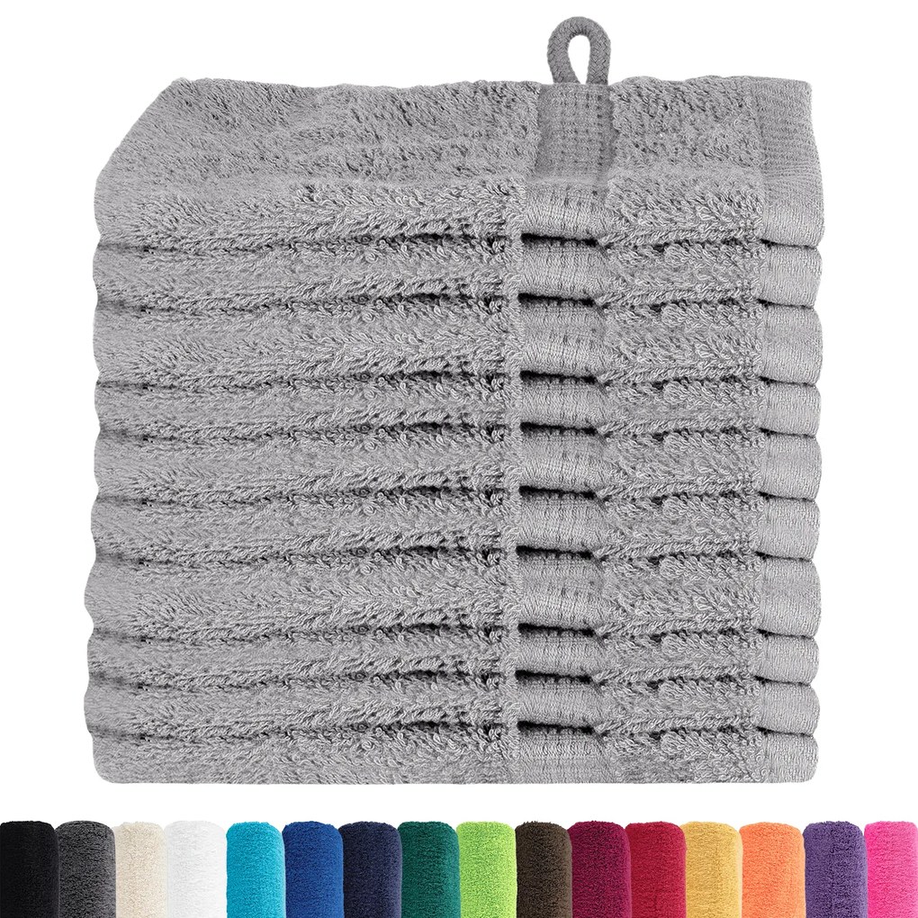 vidaXL Πετσέτες 10 pcs Γκρι 15 x 21 cm Βαμβάκι