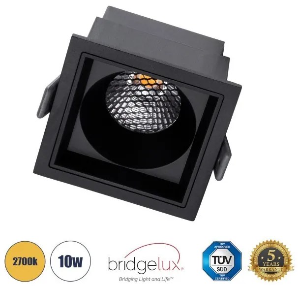 Χωνευτό Σποτ Downlight LED TrimLess 10W Μαύρο Θερμό 2700K PLUTO-M 60275 Globostar-60275-Μαύρο 60275
