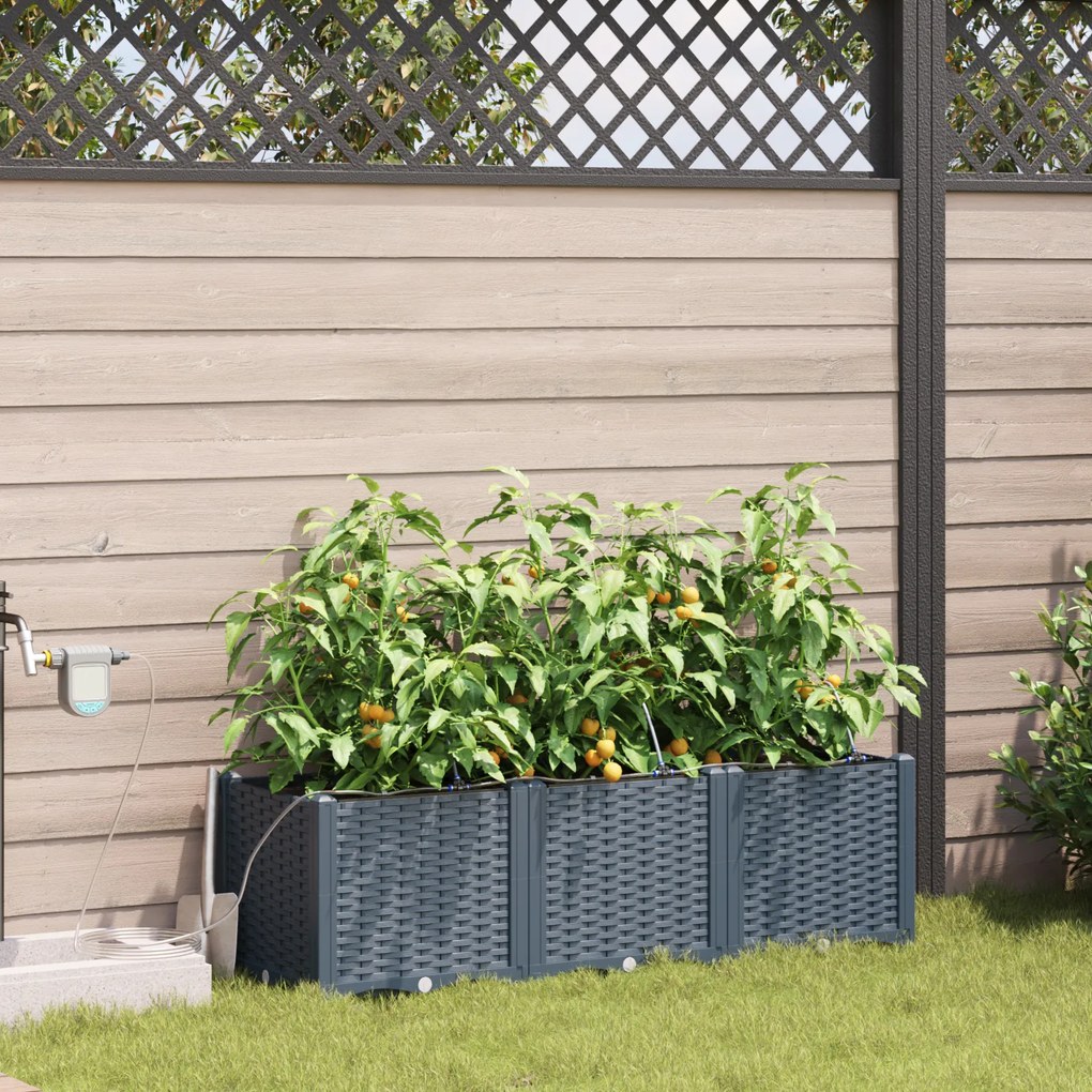 vidaXL Γλάστρες Κήπου 1 τεμ Ανοιχτό γκρι 120 x 40 x 37.5 cm Πλαστικό