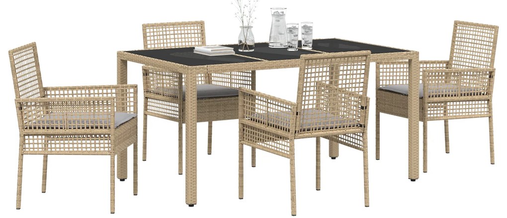 vidaXL Σέτ φαγητού για κήπο 5 pcs Μπεζ 150 x 90 x 75 cm