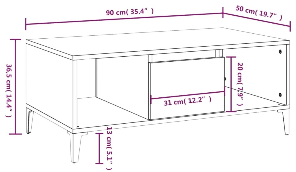 ΤΡΑΠΕΖΑΚΙ ΣΑΛΟΝΙΟΥ ΓΚΡΙ SONOMA 90X50X36,5ΕΚ. ΕΠΕΞΕΡΓΑΣΜΕΝΟ ΞΥΛΟ 821074