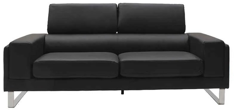 Καναπές Shea pakoworld 3θέσιος pu μαύρο-inox 198x80x87εκ