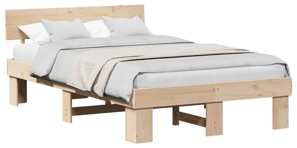 vidaXL Σκελετός Κρεβατιού Καφέ 140 x 190 cm Συμπαγές ξύλο πεύκου