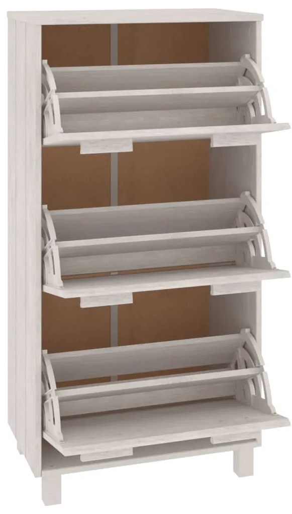 vidaXL Παπουτσοθήκη HAMAR Λευκή 59,5x35x117 εκ. από Μασίφ Ξύλο Πεύκου